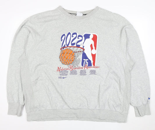 Nike Men's Grey 2XL Crew Neck NBA 2022 Sweatshirt
