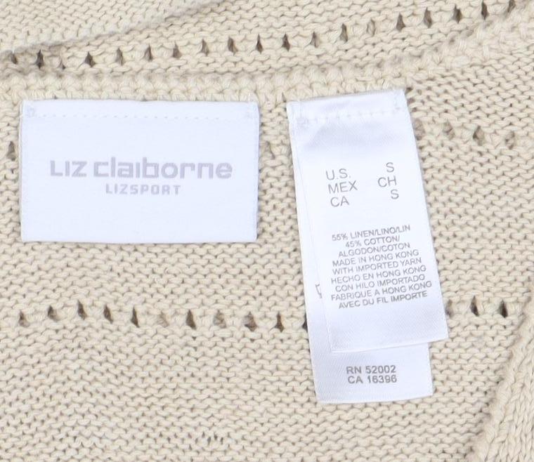 Liz Claiborne Women’s Beige Cotton Linen V-Neck Knit Vest S