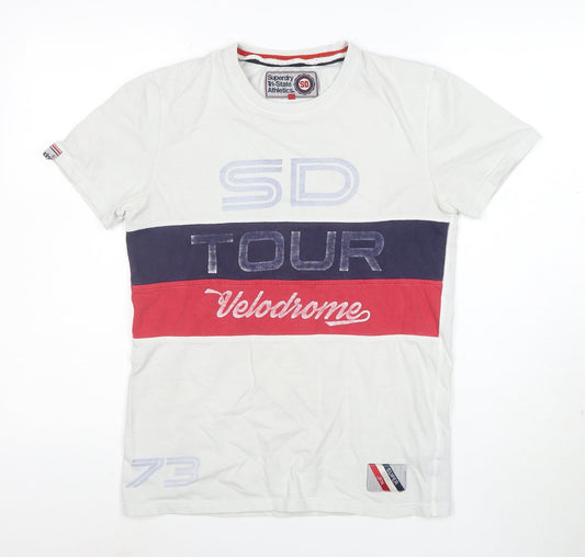 Superdry Men's White Colourblock Velodrome T-Shirt Size S