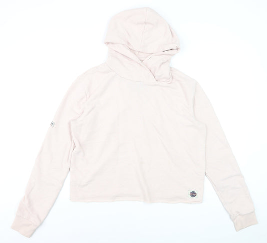 Superdry Women’s Pink Pullover Hoodie L Relaxed Fit Cotton Blend