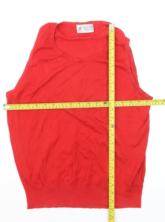 Austin Reed Women Red Cotton Sleeveless Vest Jumper L