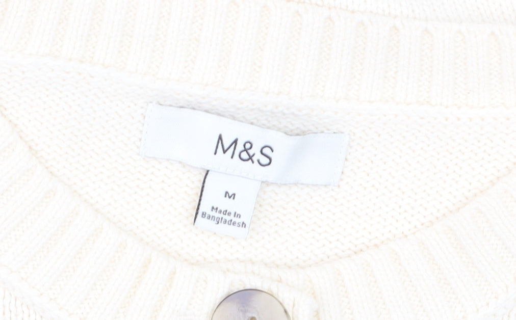 Marks and Spencer Women's Ivory Cotton Blend Button Cardigan M