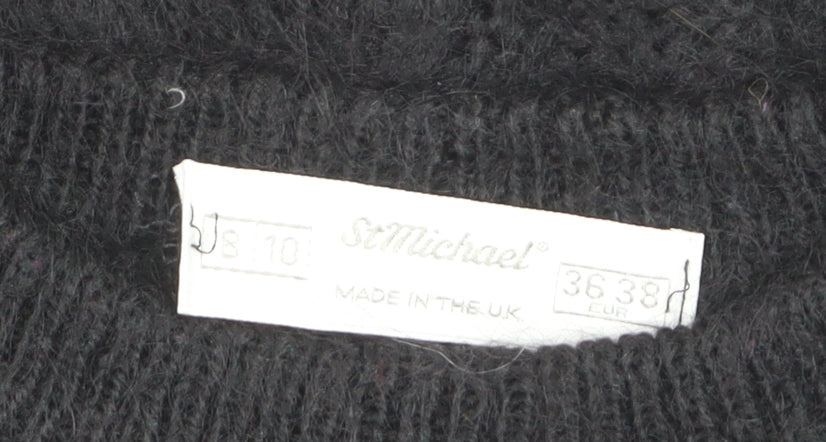 Marks and Spencer Women’s Black Wool Chunky-Knit Jumper Size 10