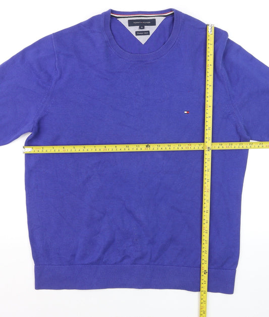 Tommy Hilfiger Men Blue XL Cotton Crew Neck Jumper