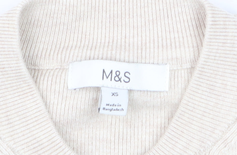 Marks and Spencer Men's Beige XS Full Zip Knit Jumper