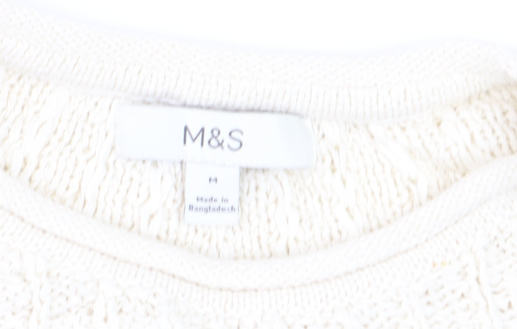 Marks and Spencer Women’s Ivory Cotton Blend Cable Knit Jumper M