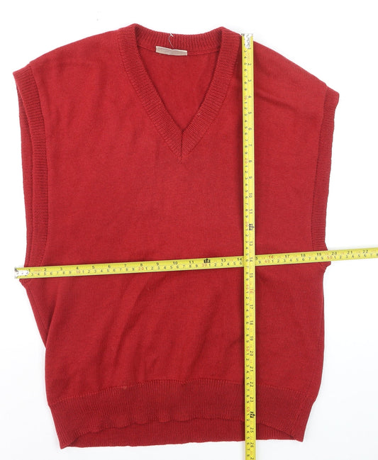 Fletcher Jones Men's Red Wool V-Neck Sleeveless Vest M