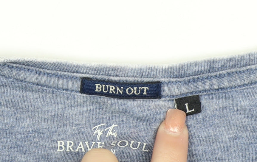 Brave Soul Men's Blue Crew Neck Short Sleeve T-Shirt Size L