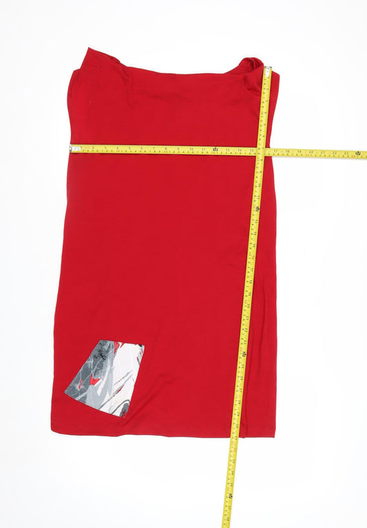 Angel A Women's Red Merino Wool Sleeveless Boat Neck T-Shirt Size S