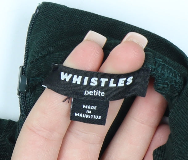 Additional view of Whistles Petite Green Bodycon Midi Dress UK 8 Long Sleeve High Neck