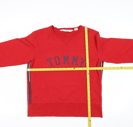 Tommy Hilfiger Jeans Red Cotton Crew Neck Sweatshirt Women M