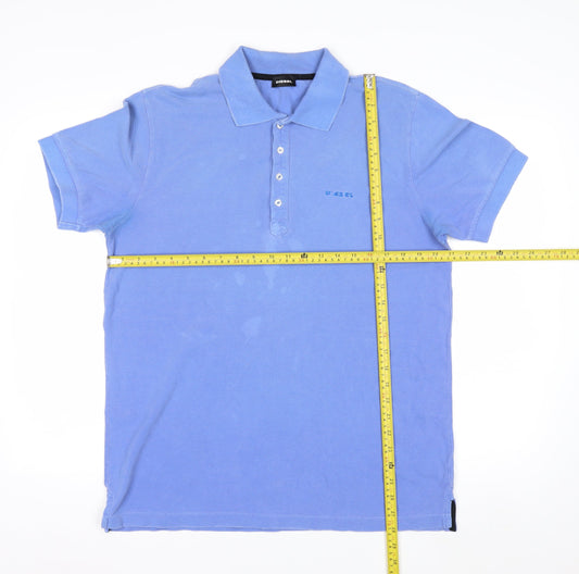 Diesel Men's Blue Cotton Polo Shirt Size L Regular Fit