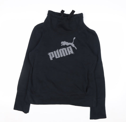 Puma Womens Black Size 12 Pullover Sweatshirt with Logo Print