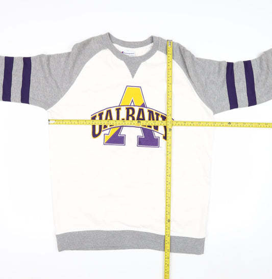 Champion Mens Grey White UAlbany Logo Sweatshirt M Pullover