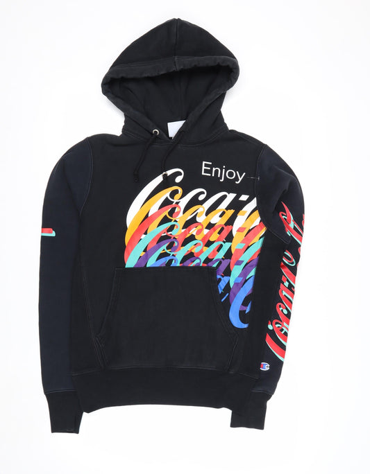 Champion Men's Black Small Pullover Hoodie Coca-Cola Graphic Print