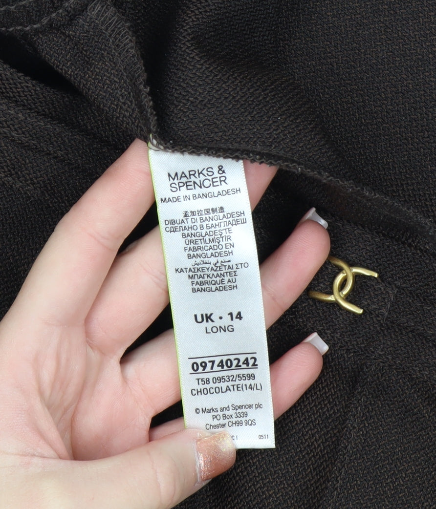 Marks and Spencer Women Brown Size 14 Long Straight Trousers