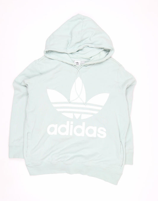 Adidas Womens Mint Green Pullover Hoodie XL UK 22 Casual Logo Sweatshirt