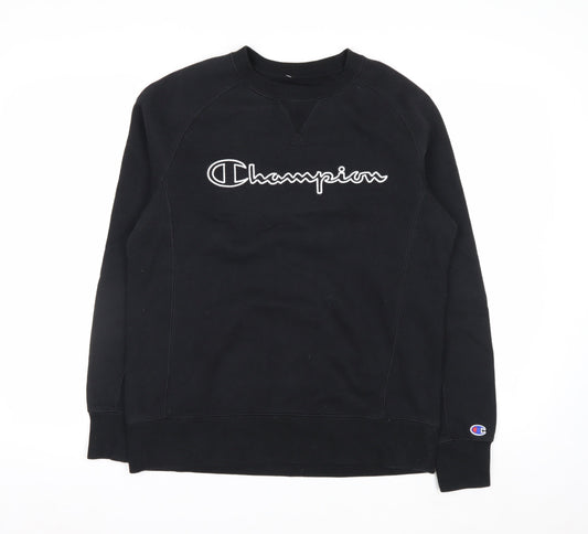 Champion Women's Black Small Pullover Sweatshirt Logo Cotton Blend