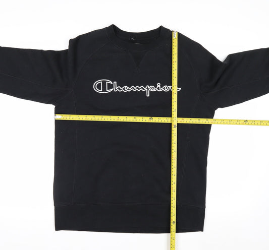 Champion Women's Black Small Pullover Sweatshirt Logo Cotton Blend