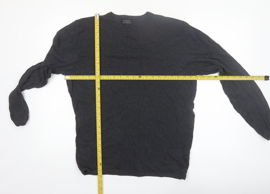 Zara Man Black Cotton Crew Neck Pullover Jumper XL