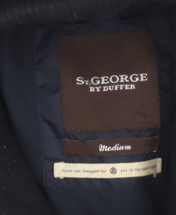 St. George by Duffer Men's Black Medium Military Jacket Cotton