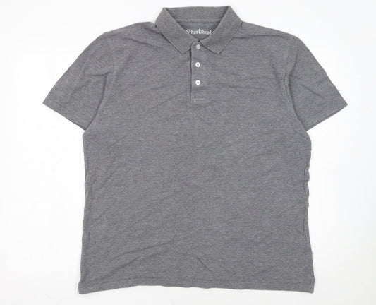 Hawkshead Men's Grey Cotton Short Sleeve Polo Shirt L