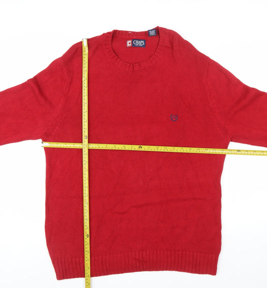 Chaps Men's Red Cotton Crew Neck Pullover Jumper L