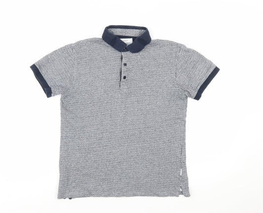 Peter Werth Men's Blue Short Sleeve Cotton Polo Shirt Size M