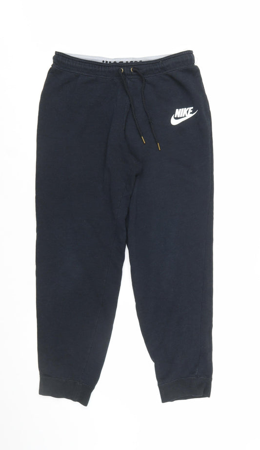 Nike Womens Black Fleece Jogger Trousers L Elastic Waist Comfort Fit