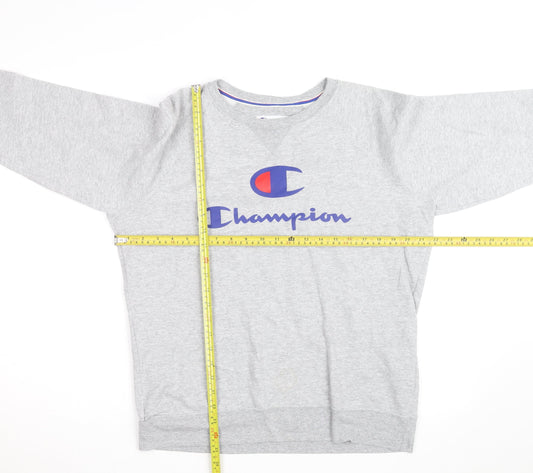 Champion Men's Grey Logo Pullover Sweatshirt Size L