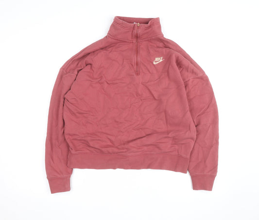 Nike Men's Red 1/4 Zip Mock Neck Oversized Sweatshirt Size S