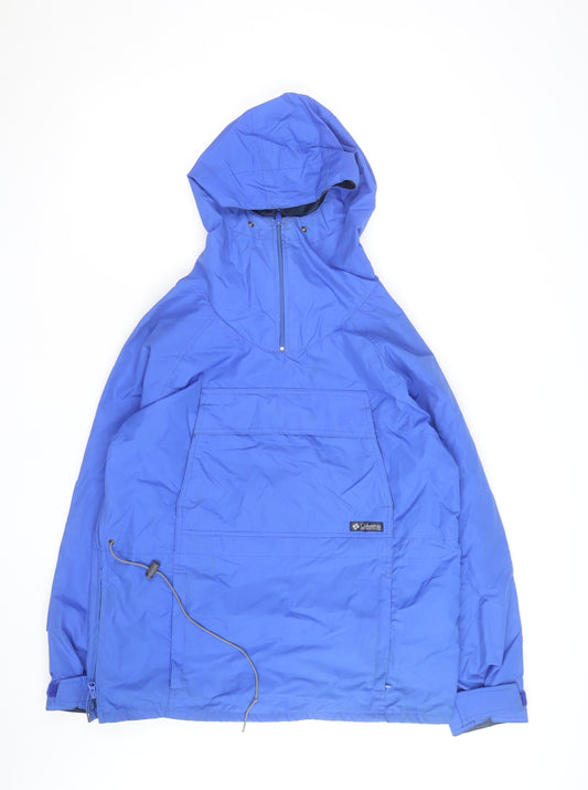 Columbia Men's Blue Nylon Hooded Anorak Jacket Size L Outdoor