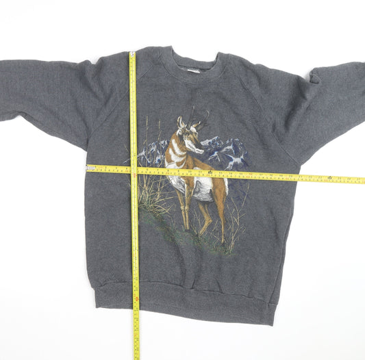 Jerzees Men’s Grey XL Graphic Animal Nature Pullover Sweatshirt