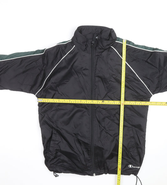 Champion Men's Black Windbreaker Jacket L Lightweight Full Zip