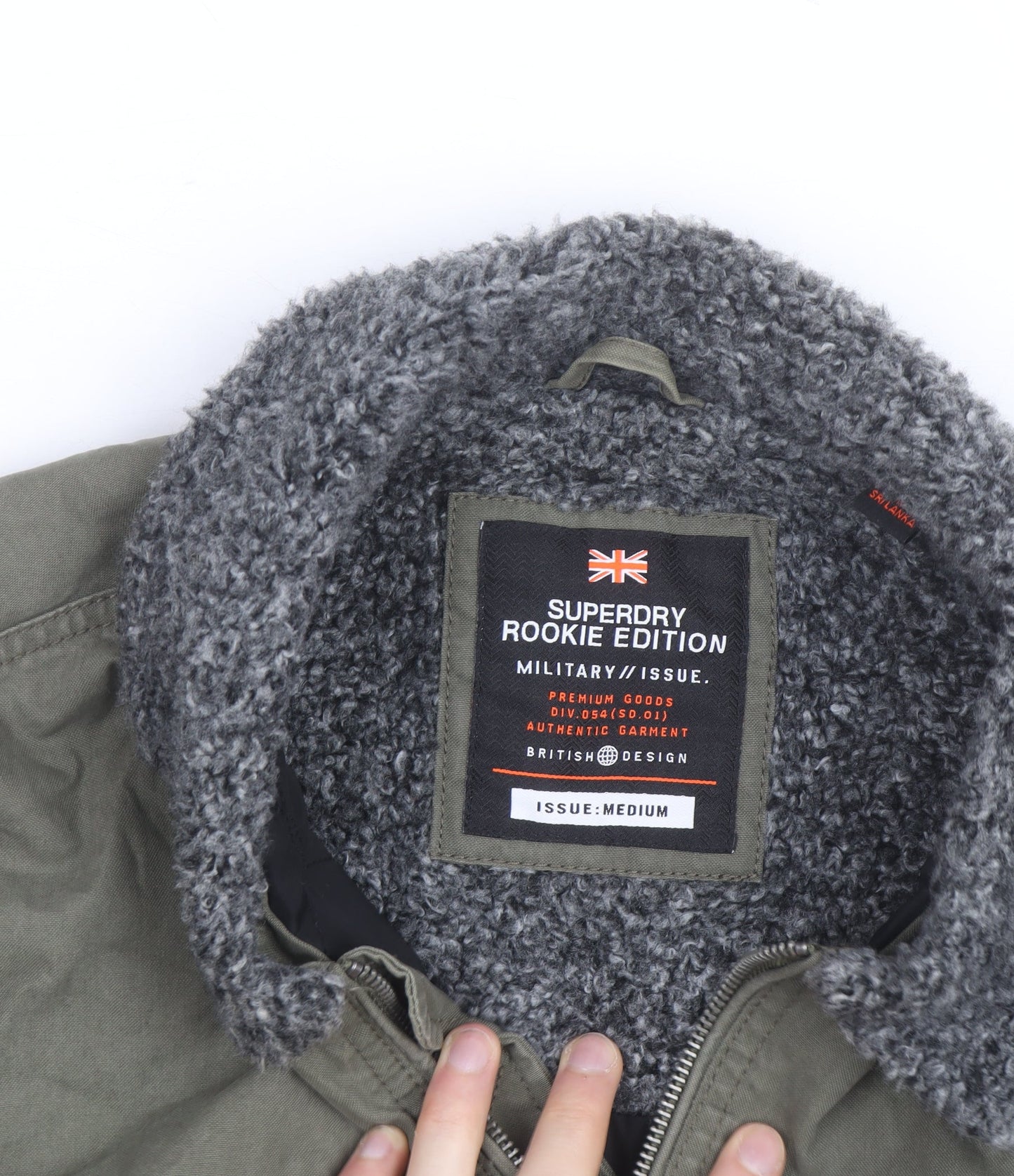 Superdry Men's Green Military Bomber Jacket Medium Sherpa Collar