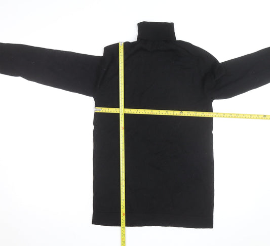 Benetton Men's Black Merino Wool Roll Neck Jumper Size S
