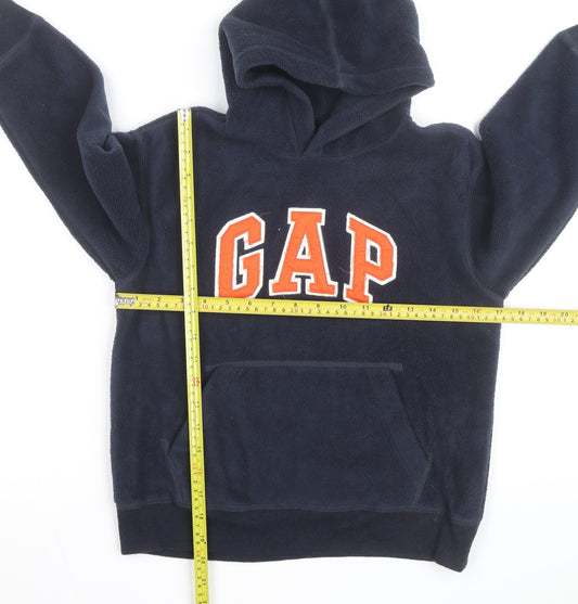 GAP Boys Navy Fleece Pullover Hoodie 6-7 Years Logo Print Warm Winter Top