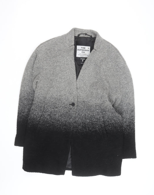 Superdry Men's Grey Ombre Wool Blend Mid-Length Overcoat Size L