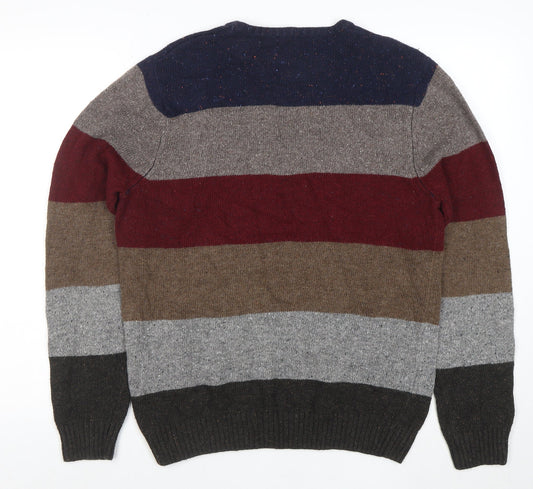 Denver Hayes Men's Multicoloured Striped Cotton Blend Jumper M