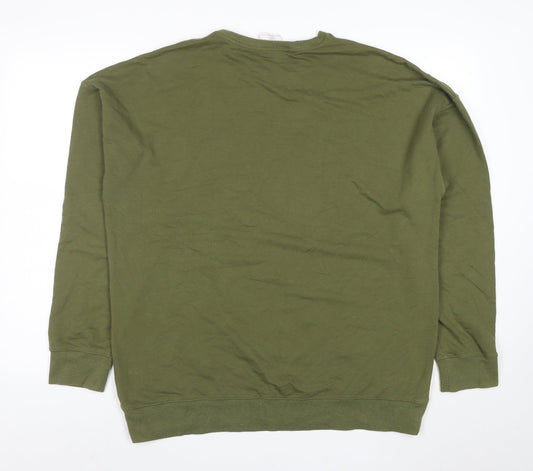 Calvin Klein Men's Green Logo Cotton Pullover Sweatshirt M