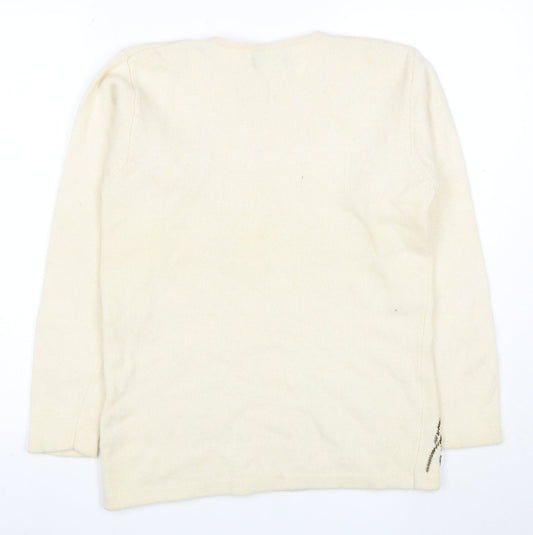 Principles Women's Ivory Angora Wool Beaded Jumper Size S