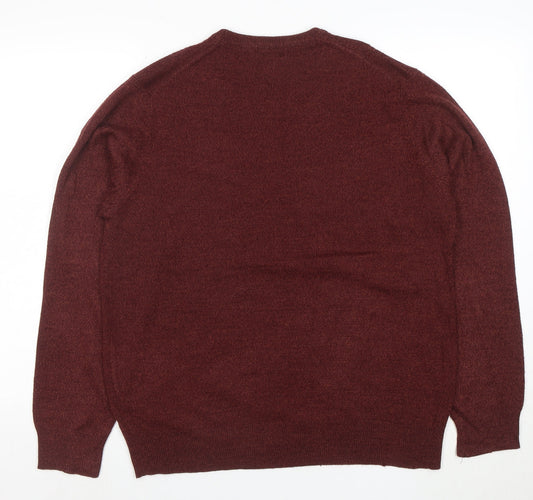 Dockers Men's Brown Argyle Knit Crew Neck Pullover Jumper Size L