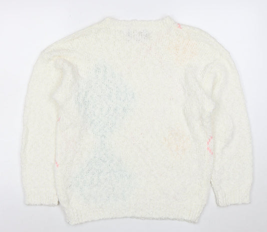 Bay Club Men's Ivory Argyle Chunky Knit Pullover Sweater M