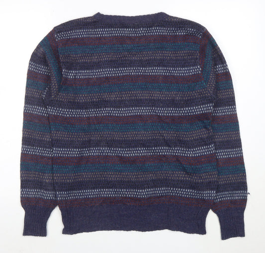 Knights of Round Table Men's Blue Fair Isle Wool Blend Jumper M