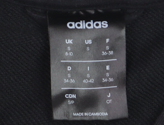 Adidas Women's Black Track Jacket Size 8 Hooded Full Zip Cotton Blend