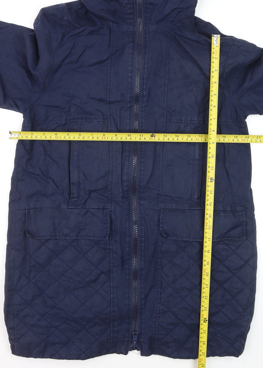 Zara Trafaluc Men's Blue Hooded Mid-Length Cotton Parka Coat Size S