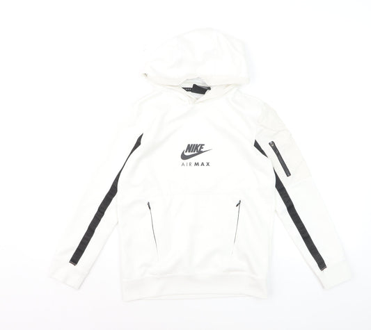 Nike Air Max Boys White Pullover Hoodie Small 128-137cm Polyester