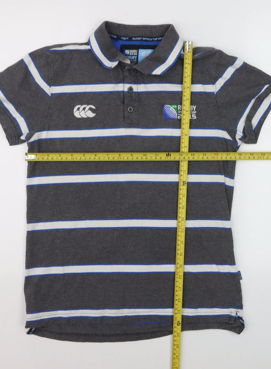 Canterbury Men's Grey Striped Rugby World Cup 2015 Polo Shirt Size S