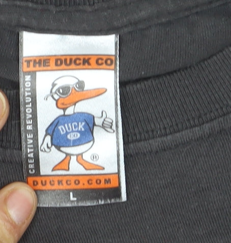 The Duck Co Men's Black Graphic T-Shirt L All Moosed Up Funny Cotton