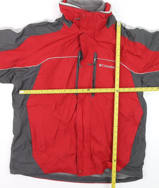 Columbia Men's Red Grey L Interchange 3-in-1 Waterproof Jacket